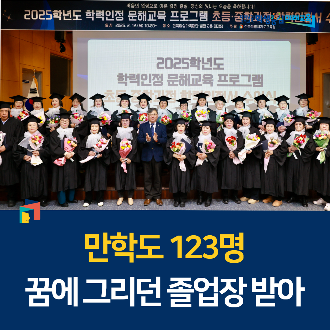 만학도 123명 꿈에 그리던 졸업장 받아 이미지(1)