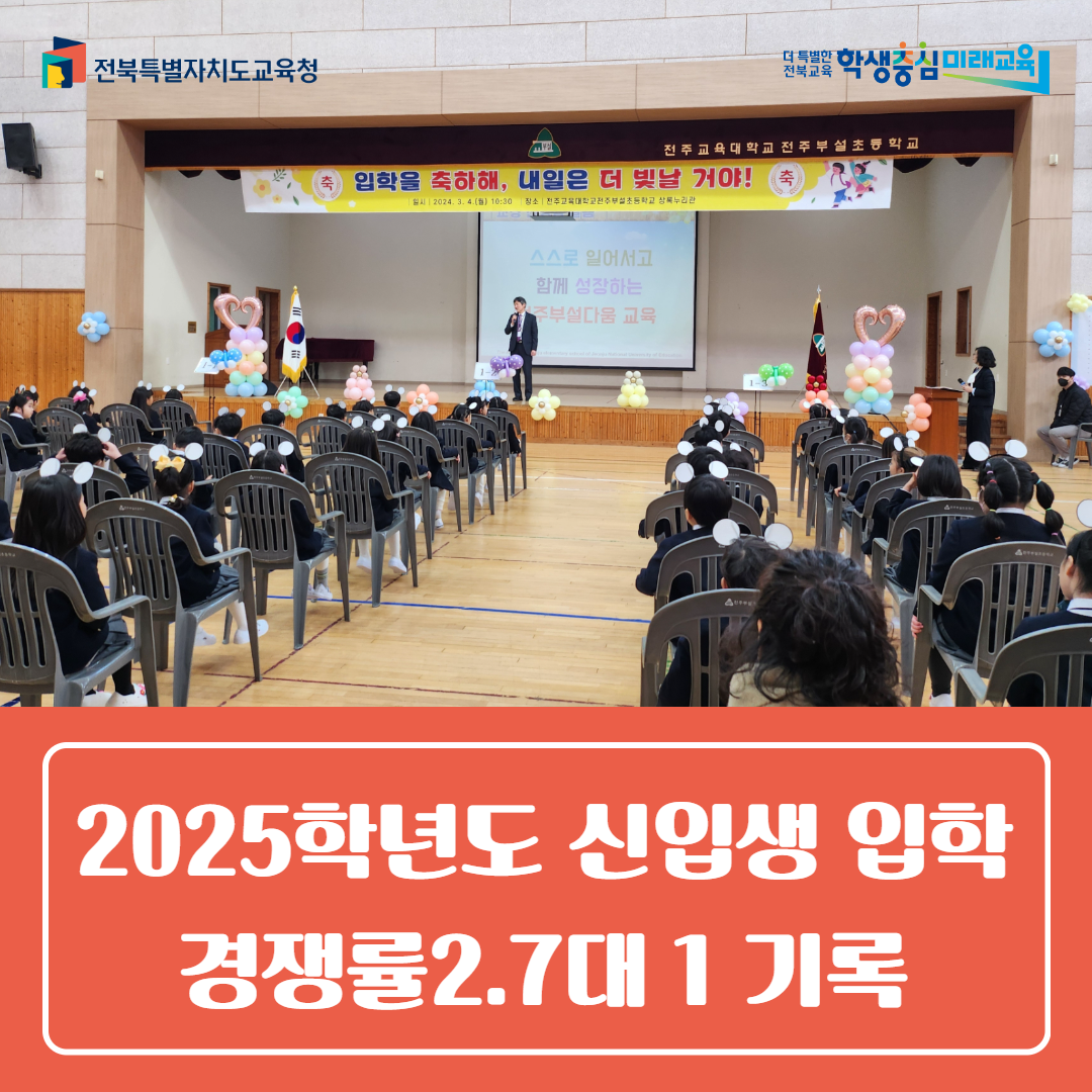 전주교육대학교전주부설초등학교, 2025학년도 신입생 입학 경쟁률 2.7대 1 기록